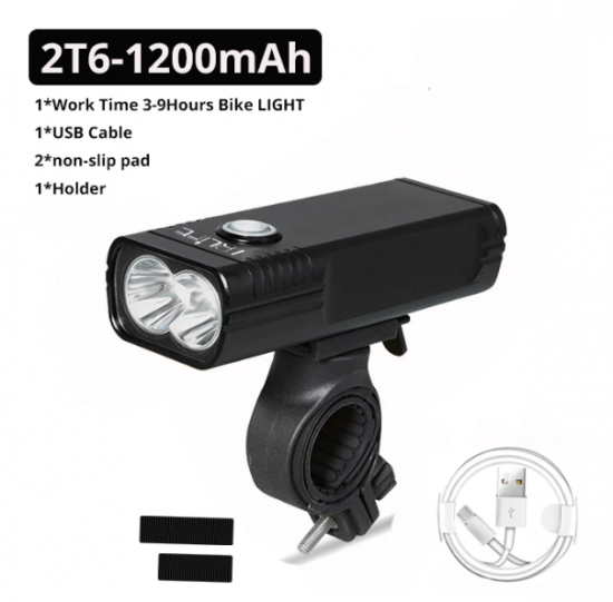 Vattentät 20000 Lumens L2/T6 Cykellampa Uppladdningsbart 1200 mAh IPX5 Waterproof i gruppen Elektronik / Datorer hos Familjekortet Sverige AB (10257_AZ189)