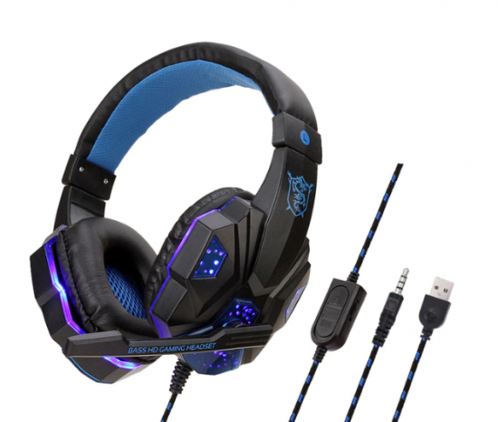 Gaming Headset Hörlurar för Playstation 4 / Ps4 Pro / PS5 / Xbox One / PC med Stereo Bass - Blå i gruppen Elektronik / Gaming hos Familjekortet Sverige AB (10257_GX-88654)