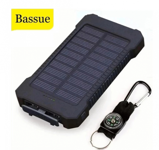 Solar Power Bank 50000mAh Vattentät Solcellsladdare 2 USB-portar Extern laddare Powerbank för Xiaomi Iphone med LED-ljus - Svart i gruppen Sport & Fritid / Friluftsliv hos Familjekortet Sverige AB (10257_PW9866)