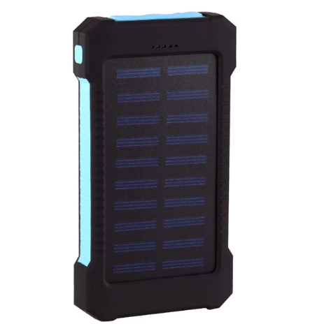 Solar Power Bank 50000mAh Vattentät Solcellsladdare 2 USB-portar Extern laddare Powerbank för Xiaomi Iphone med LED-ljus - Blå i gruppen Sport & Fritid / Friluftsliv hos Familjekortet Sverige AB (10257_PW98888)