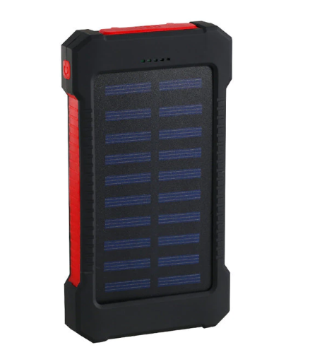 Solar Power Bank 50000mAh Vattentät Solcellsladdare 2 USB-portar Extern laddare Powerbank för Xiaomi Iphone med LED-ljus - Röd i gruppen Sport & Fritid / Friluftsliv hos Familjekortet Sverige AB (10257_PW998872)