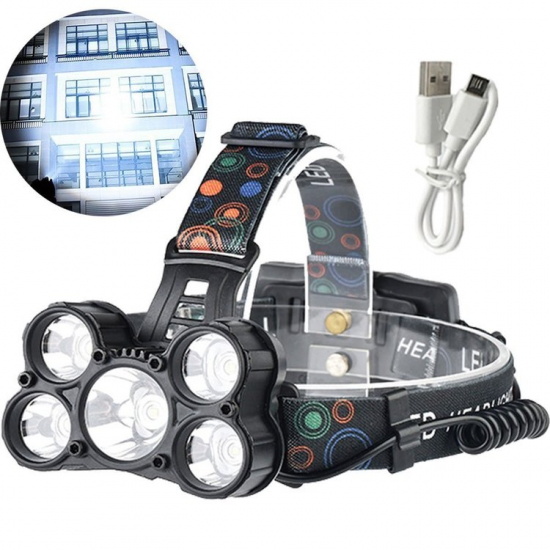 18000Lm Lumens 5X XM-L CREE T6 LED Laddningsbar Pannlampa i gruppen Sport & Fritid / Friluftsliv hos Familjekortet Sverige AB (10257_VZ-87654)